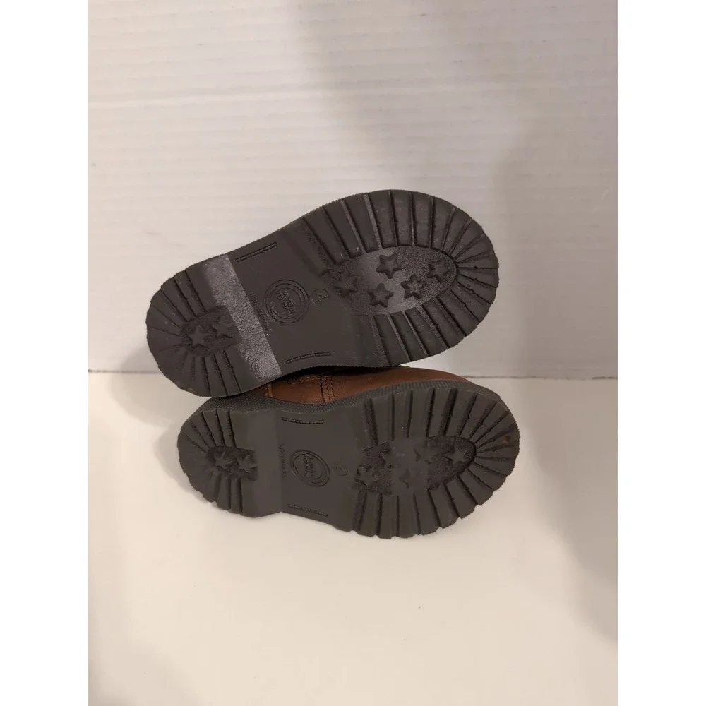 Wonder Nation Hiker Boots‎ Baby Toddler Girl Size 4 Brown Side Zip Booties Shoes